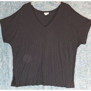 Yelets Womens Black V-Neck Top L